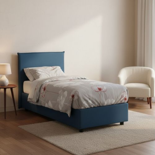 Letto singolo contenitore blu 105x205cm rete inclusa - Ajan