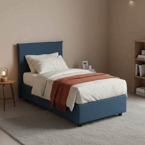 Letto singolo contenitore blu 105x215cm sfoderabile - Alder