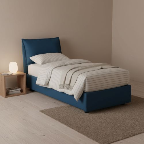 Letto singolo contenitore blu 95x205cm in legno - Armaduk