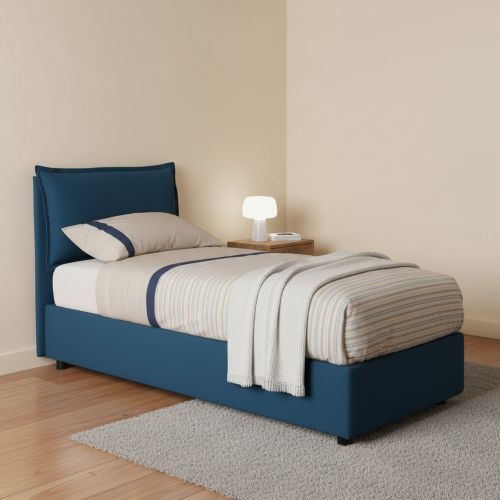Letto singolo contenitore blu 95x215cm rete inclusa - Azzurrino