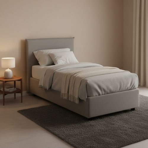 Letto singolo contenitore grigio 105x205cm materasso incluso - Arminius