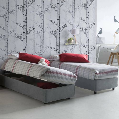 Letto singolo contenitore grigio 95x205cm sfoderabile - Adoxa