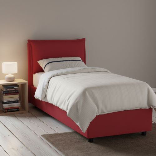 Letto singolo contenitore rosso 105x215cm rete inclusa - Abroghat