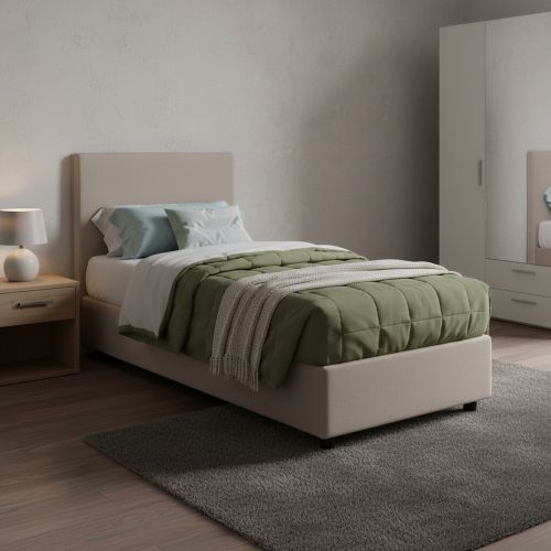 Letto singolo contenitore tortora 105x205cm sfoderabile - Ajan