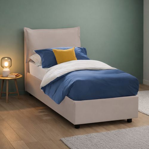 Letto singolo contenitore tortora 180x220cm rete inclusa - Adet