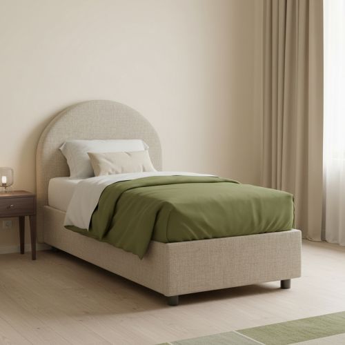 Letto singolo contenitore tortora 95x205cm adatto per materasso 190x80 cm - Amantea