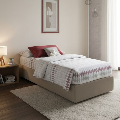 Letto singolo contenitore tortora 95x205cm Made in Italy - Alarita