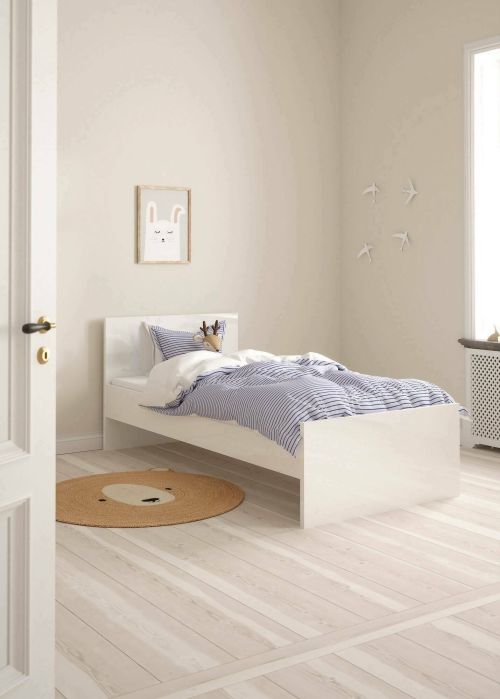 Letto singolo Fanny, Sommier per camera da letto, Giroletto per stanza, Struttura porta materasso, 96x197 h80 cm, Bianco