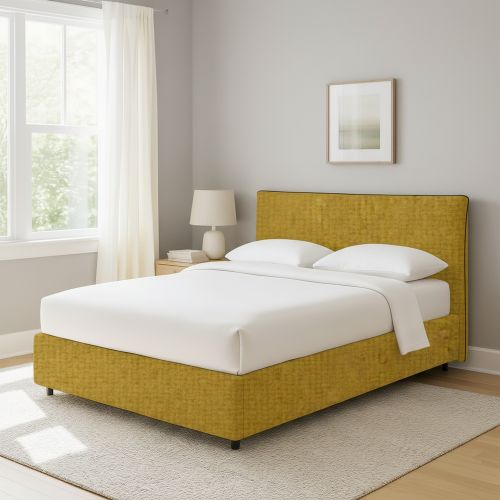 Letto Singolo Giallo Ocra Sfoderabile Contenitore, Dimensione Materasso 90x200 cm - Carbone
