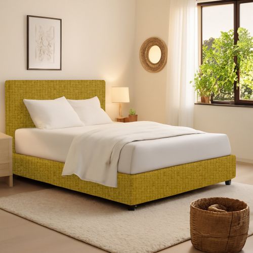 Letto Singolo Giallo Ocra Sfoderabile Contenitore, Dimensione Materasso 90x200 cm - Iudica