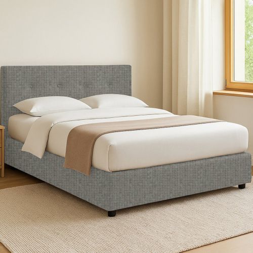 Letto Singolo Grigio Cenere Sfoderabile Contenitore, Dimensione Materasso 90x190 cm - Fiumalbo