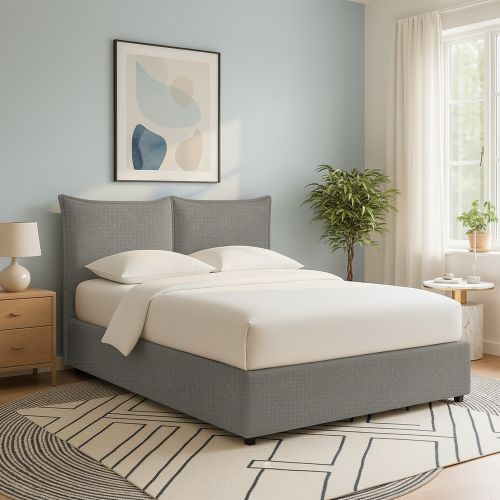 Letto Singolo Grigio Cenere Sfoderabile Contenitore, Dimensione Materasso 90x190 cm - Rosora