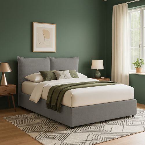 Letto Singolo Grigio Cenere Sfoderabile Contenitore, Dimensione Materasso 90x200 cm - Lapedona