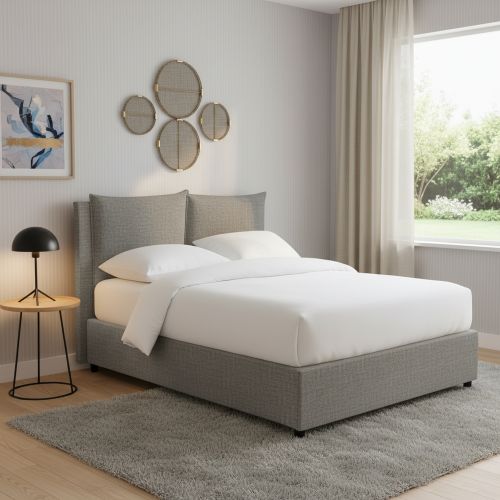 Letto Singolo Grigio Cenere Sfoderabile Contenitore, Dimensione Materasso 90x200 cm - Oncino