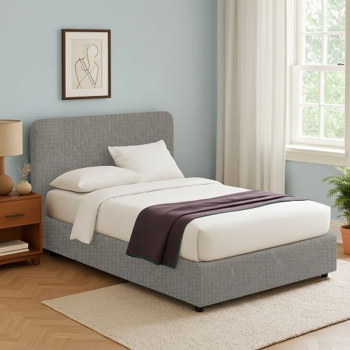 Letto Singolo Grigio Cenere Sfoderabile Contenitore, Dimensione Materasso 90x200 cm - Serrone
