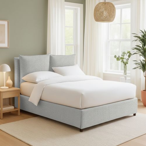 Letto Singolo Grigio Chiaro Sfoderabile Contenitore, Dimensione Materasso 90x190 cm - Ripi