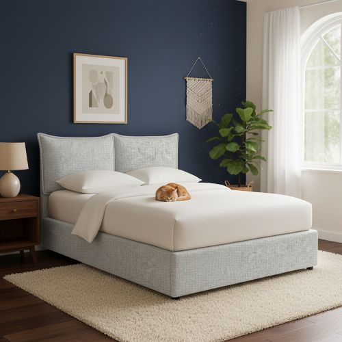 Letto Singolo Grigio Chiaro Sfoderabile Contenitore, Dimensione Materasso 90x190 cm - Rosora