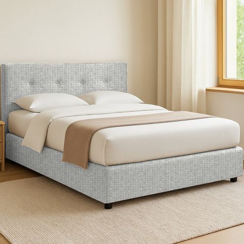 Letto Singolo Grigio Chiaro Sfoderabile Contenitore, Dimensione Materasso 90x200 cm - Cerzeto