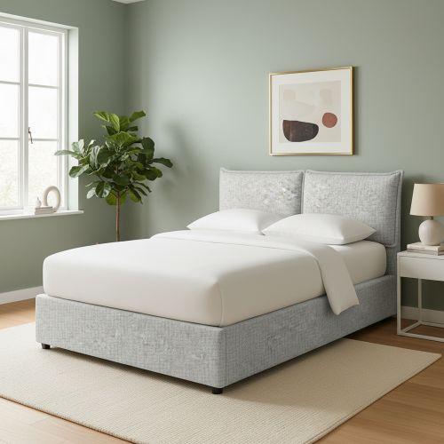 Letto Singolo Grigio Chiaro Sfoderabile Contenitore, Dimensione Materasso 90x200 cm - Lapedona