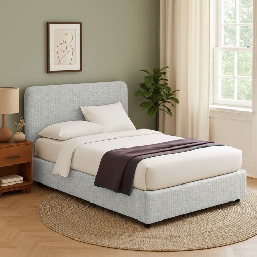 Letto Singolo Grigio Chiaro Sfoderabile Contenitore, Dimensione Materasso 90x200 cm - Serrone