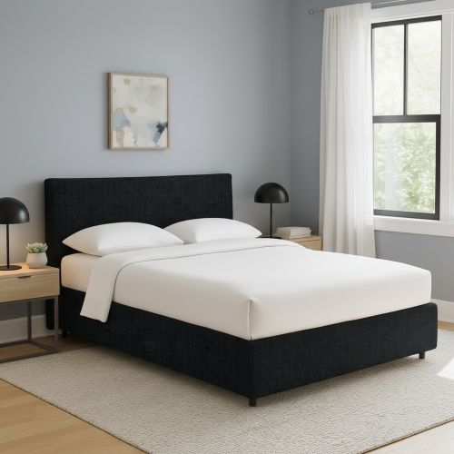 Letto Singolo Grigio Scuro Sfoderabile Contenitore, Dimensione Materasso 90x190 cm - Quisquina
