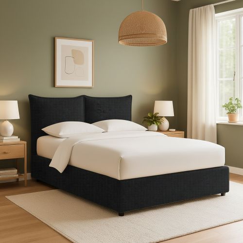 Letto Singolo Grigio Scuro Sfoderabile Contenitore, Dimensione Materasso 90x190 cm - Rosora