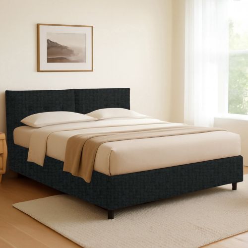 Letto Singolo Grigio Scuro Sfoderabile Contenitore, Dimensione Materasso 90x190 cm - Stazzano