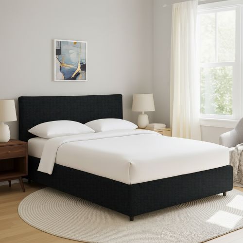 Letto Singolo Grigio Scuro Sfoderabile Contenitore, Dimensione Materasso 90x200 cm - Carbone