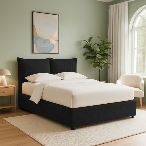 Letto Singolo Grigio Scuro Sfoderabile Contenitore, Dimensione Materasso 90x200 cm - Lapedona