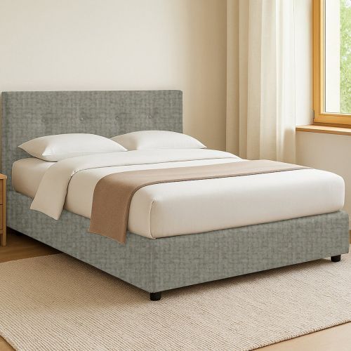 Letto Singolo Grigio Sfoderabile Contenitore, Dimensione Materasso 90x190 cm - Fiumalbo