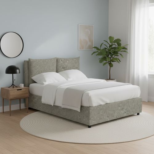 Letto Singolo Grigio Sfoderabile Contenitore, Dimensione Materasso 90x190 cm - Ripi