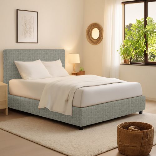 Letto Singolo Grigio Sfoderabile Contenitore, Dimensione Materasso 90x190 cm - Sinio