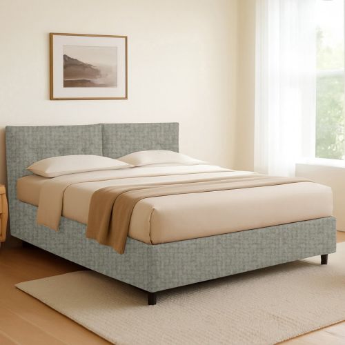 Letto Singolo Grigio Sfoderabile Contenitore, Dimensione Materasso 90x190 cm - Stazzano