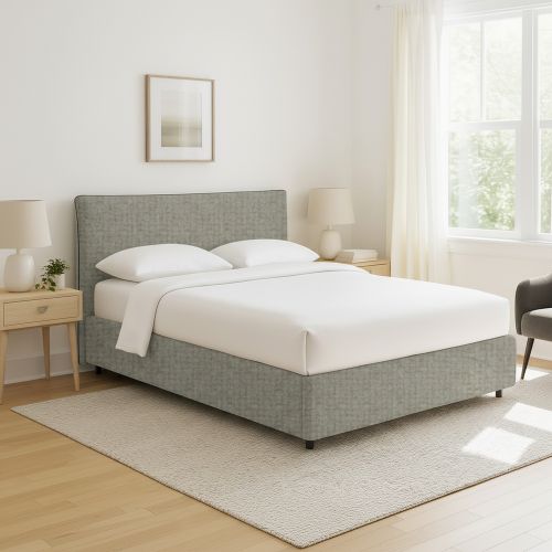 Letto Singolo Grigio Sfoderabile Contenitore, Dimensione Materasso 90x200 cm - Carbone