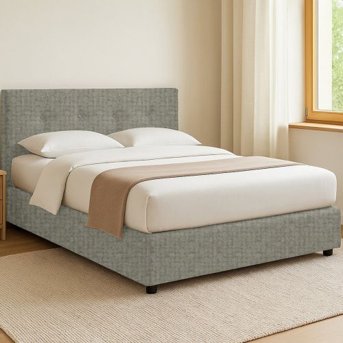 Letto Singolo Grigio Sfoderabile Contenitore, Dimensione Materasso 90x200 cm - Cerzeto