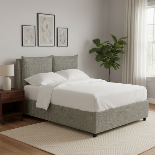 Letto Singolo Grigio Sfoderabile Contenitore, Dimensione Materasso 90x200 cm - Oncino
