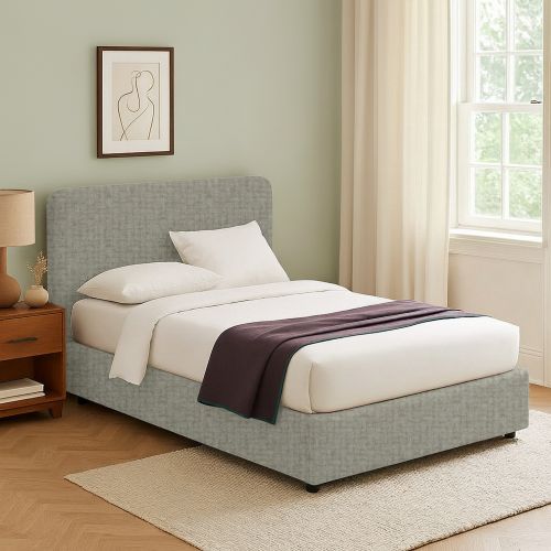 Letto Singolo Grigio Sfoderabile Contenitore, Dimensione Materasso 90x200 cm - Serrone