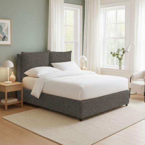 Letto Singolo Grigio Tortora Sfoderabile Contenitore, Dimensione Materasso 90x190 cm - Ripi