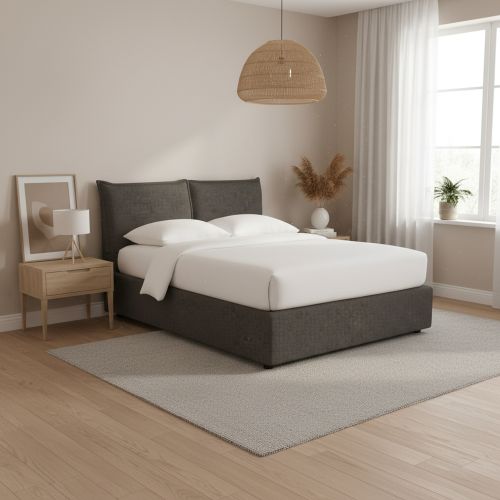 Letto Singolo Grigio Tortora Sfoderabile Contenitore, Dimensione Materasso 90x190 cm - Rosora