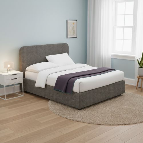 Letto Singolo Grigio Tortora Sfoderabile Contenitore, Dimensione Materasso 90x190 cm - Supino