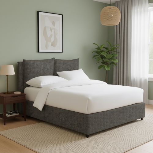 Letto Singolo Grigio Tortora Sfoderabile Contenitore, Dimensione Materasso 90x200 cm - Oncino