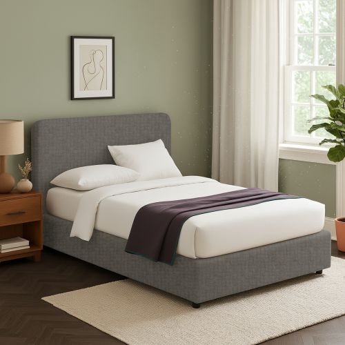 Letto Singolo Grigio Tortora Sfoderabile Contenitore, Dimensione Materasso 90x200 cm - Serrone