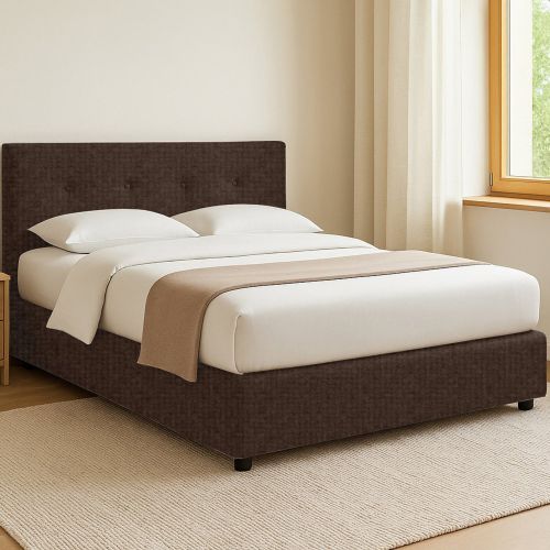 Letto Singolo Marrone Sfoderabile Contenitore, Dimensione Materasso 90x190 cm - Fiumalbo