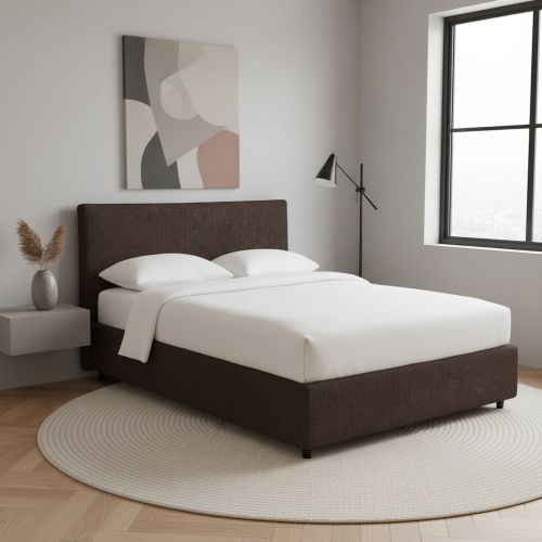 Letto Singolo Marrone Sfoderabile Contenitore, Dimensione Materasso 90x190 cm - Quisquina