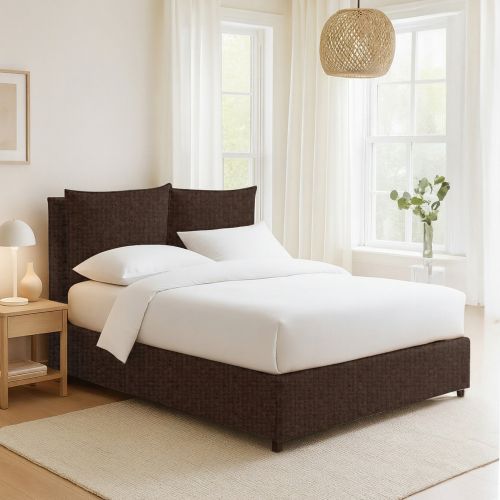 Letto Singolo Marrone Sfoderabile Contenitore, Dimensione Materasso 90x190 cm - Ripi