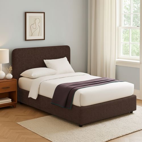 Letto Singolo Marrone Sfoderabile Contenitore, Dimensione Materasso 90x190 cm - Supino