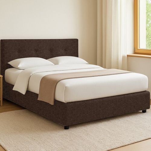 Letto Singolo Marrone Sfoderabile Contenitore, Dimensione Materasso 90x200 cm - Cerzeto
