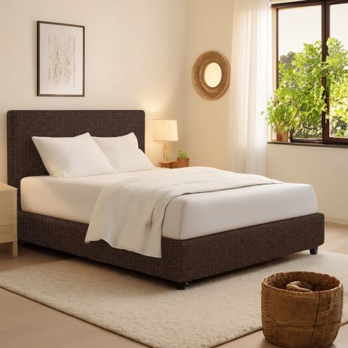 Letto Singolo Marrone Sfoderabile Contenitore, Dimensione Materasso 90x200 cm - Iudica