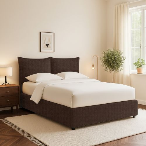 Letto Singolo Marrone Sfoderabile Contenitore, Dimensione Materasso 90x200 cm - Lapedona