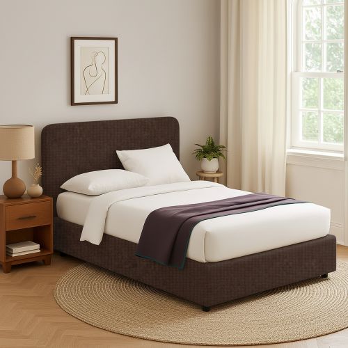 Letto Singolo Marrone Sfoderabile Contenitore, Dimensione Materasso 90x200 cm - Serrone